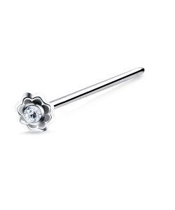 Flower Silver Straight Nose Stud NSKA-723 